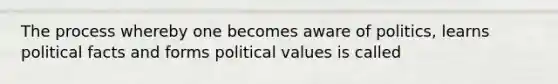 The process whereby one becomes aware of politics, learns political facts and forms political values is called