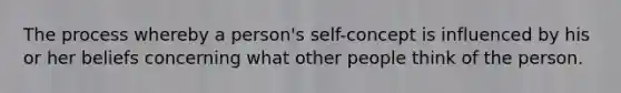 The process whereby a person's self-concept is influenced by his or her beliefs concerning what other people think of the person.