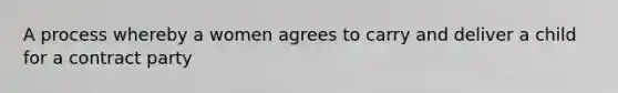 A process whereby a women agrees to carry and deliver a child for a contract party