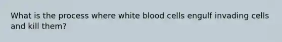 What is the process where white blood cells engulf invading cells and kill them?