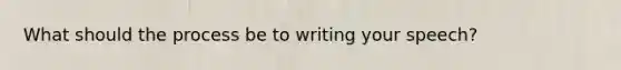 What should the process be to writing your speech?