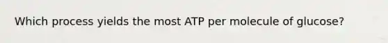 Which process yields the most ATP per molecule of glucose?