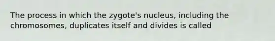 The process in which the zygote's nucleus, including the chromosomes, duplicates itself and divides is called