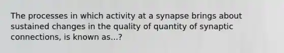 The processes in which activity at a synapse brings about sustained changes in the quality of quantity of synaptic connections, is known as...?