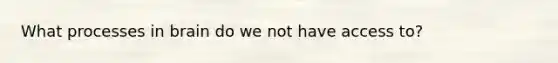 What processes in brain do we not have access to?