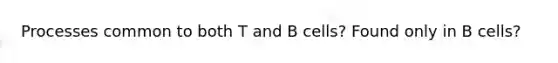 Processes common to both T and B cells? Found only in B cells?