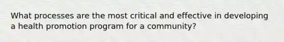 What processes are the most critical and effective in developing a health promotion program for a community?