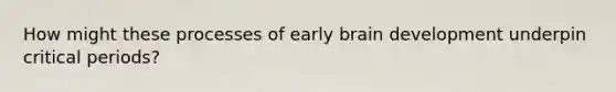 How might these processes of early brain development underpin critical periods?