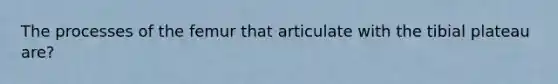 The processes of the femur that articulate with the tibial plateau are?