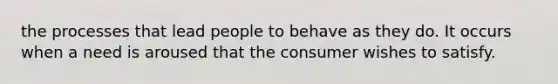 the processes that lead people to behave as they do. It occurs when a need is aroused that the consumer wishes to satisfy.