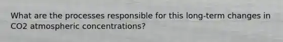 What are the processes responsible for this long-term changes in CO2 atmospheric concentrations?