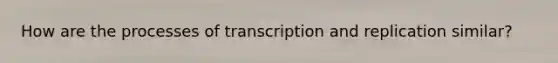 How are the processes of transcription and replication similar?