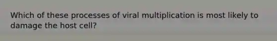 Which of these processes of viral multiplication is most likely to damage the host cell?