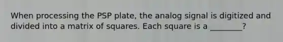 When processing the PSP plate, the analog signal is digitized and divided into a matrix of squares. Each square is a ________?