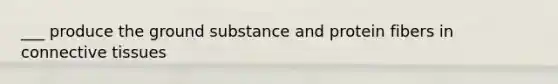 ___ produce the ground substance and protein fibers in connective tissues