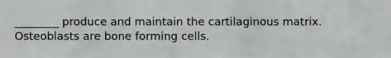 ________ produce and maintain the cartilaginous matrix. Osteoblasts are bone forming cells.