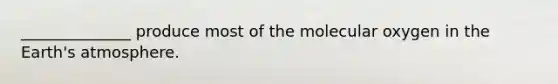 ______________ produce most of the molecular oxygen in the Earth's atmosphere.