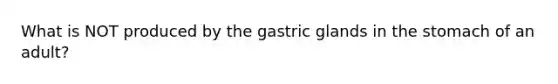 What is NOT produced by the gastric glands in the stomach of an adult?