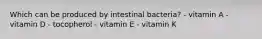 Which can be produced by intestinal bacteria? - vitamin A - vitamin D - tocopherol - vitamin E - vitamin K