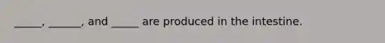 _____, ______, and _____ are produced in the intestine.