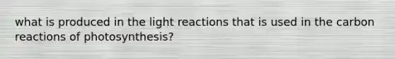 what is produced in the light reactions that is used in the carbon reactions of photosynthesis?