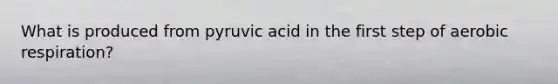 What is produced from pyruvic acid in the first step of aerobic respiration?