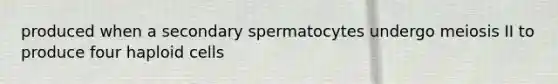 produced when a secondary spermatocytes undergo meiosis II to produce four haploid cells