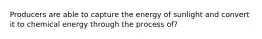 Producers are able to capture the energy of sunlight and convert it to chemical energy through the process of?