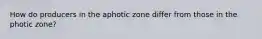 How do producers in the aphotic zone differ from those in the photic zone?