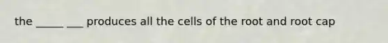 the _____ ___ produces all the cells of the root and root cap