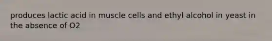 produces lactic acid in muscle cells and ethyl alcohol in yeast in the absence of O2