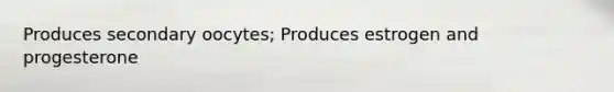 Produces secondary oocytes; Produces estrogen and progesterone