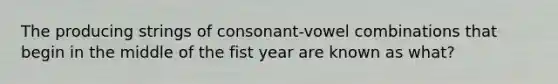 The producing strings of consonant-vowel combinations that begin in the middle of the fist year are known as what?