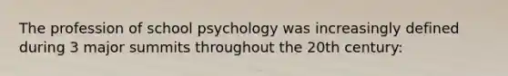 The profession of school psychology was increasingly defined during 3 major summits throughout the 20th century: