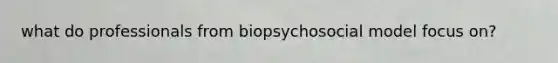 what do professionals from biopsychosocial model focus on?