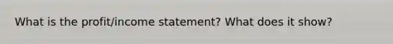 What is the profit/income statement? What does it show?