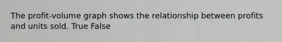 The profit-volume graph shows the relationship between profits and units sold. True False