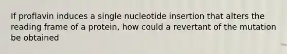 If proflavin induces a single nucleotide insertion that alters the reading frame of a protein, how could a revertant of the mutation be obtained