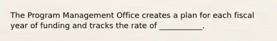 The Program Management Office creates a plan for each fiscal year of funding and tracks the rate of ___________.