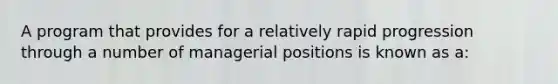 A program that provides for a relatively rapid progression through a number of managerial positions is known as a: