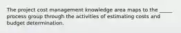 The project cost management knowledge area maps to the _____ process group through the activities of estimating costs and budget determination.