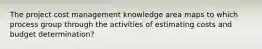 The project cost management knowledge area maps to which process group through the activities of estimating costs and budget determination?