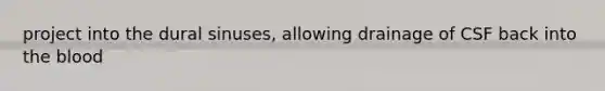 project into the dural sinuses, allowing drainage of CSF back into the blood