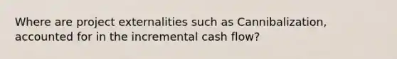 Where are project externalities such as Cannibalization, accounted for in the incremental cash flow?