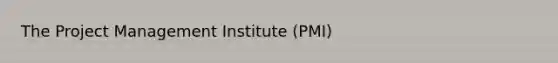 The Project Management Institute (PMI)