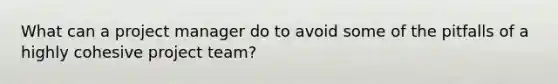 What can a project manager do to avoid some of the pitfalls of a highly cohesive project team?