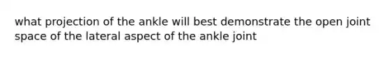 what projection of the ankle will best demonstrate the open joint space of the lateral aspect of the ankle joint