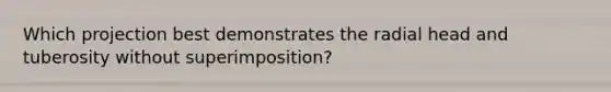 Which projection best demonstrates the radial head and tuberosity without superimposition?