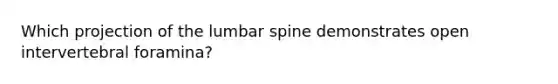 Which projection of the lumbar spine demonstrates open intervertebral foramina?