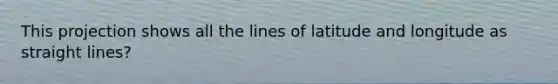 This projection shows all the lines of latitude and longitude as straight lines?